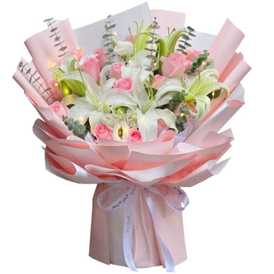 阳江16朵粉玫瑰百合，感情稳定坚固