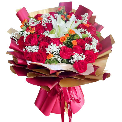 阳江33朵红玫瑰百合，爱如同花般绽放